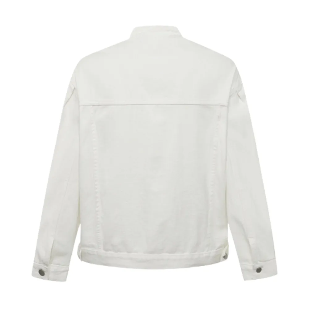 Casual Collarless Work Denim Jacket