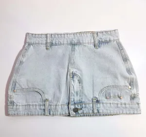 Down Side Up Mini Denim Skirt