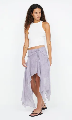 TALLIS ASYM SKIRT - LILAC DENIM PRINT